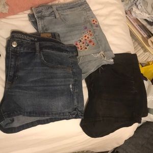 American Eagle 3 pack pairs jean denim shorts